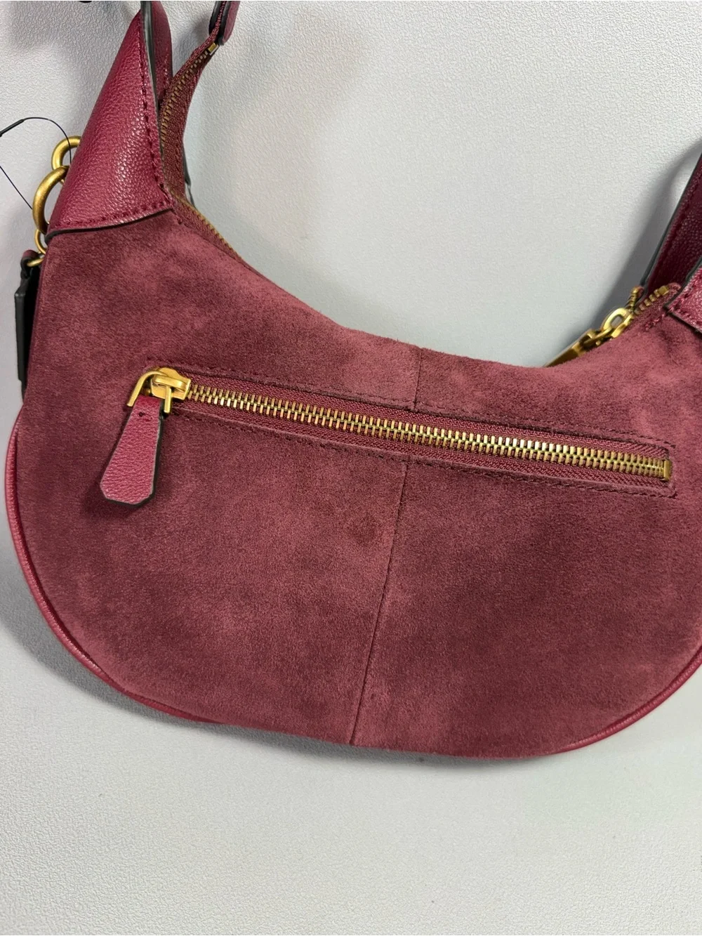 GUESS Malva Wine Suede and Leather Hobo Bag